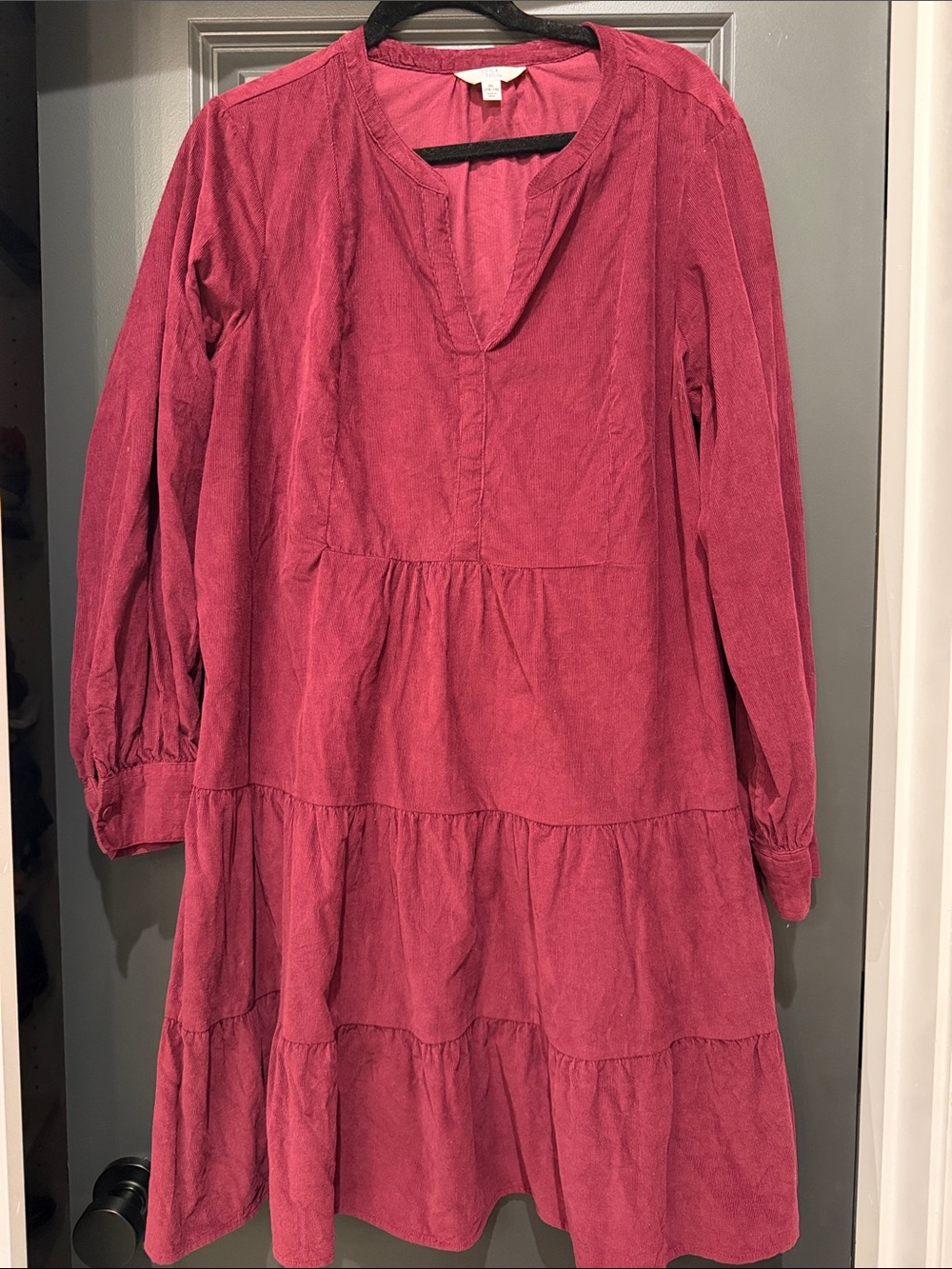 Time & Tru Tiered Corduroy Dress